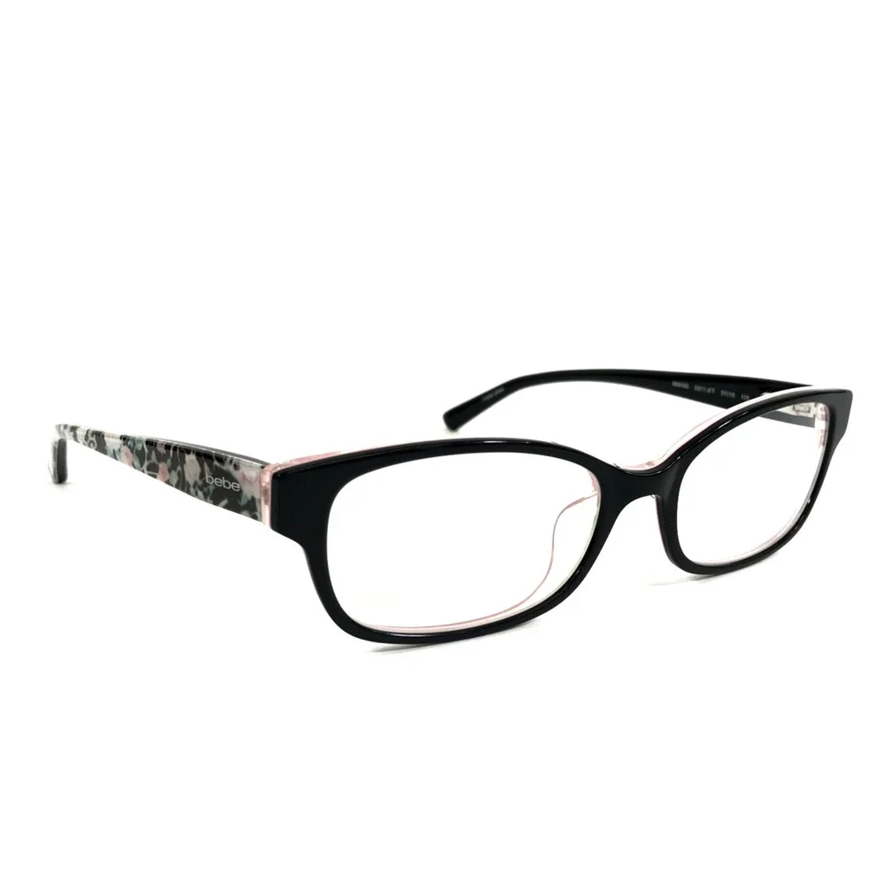 Bebe Eyeglasses Frames BB5183 001 JET Black Pink Cat Eye Full Rim 51-16-135